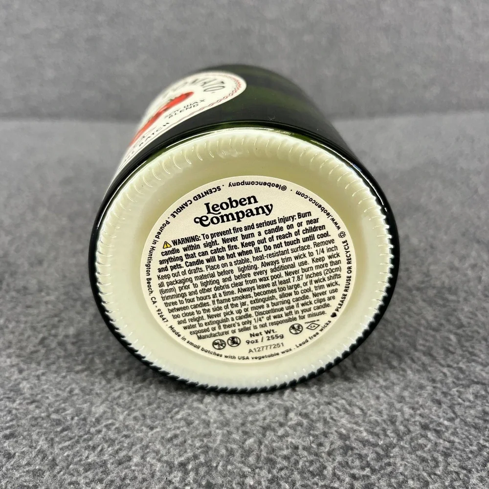 Leoben Company Summer Tomato Candle 9oz Green Glass Apothecary Jar Soy Wax Blend